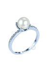 Ring 14ct Whitegold with Pearl and Zircon