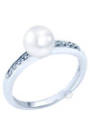 Ring 18ct White Gold with Pearl and Diamonds