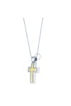 Cross 14ct White Gold and Gold with Zircon