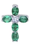 Cross 18ct White Gold with Diamond and emeralds
