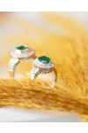Ring 18ct White Gold with Diamonds and an Emerald SAVVIDIS (No 52)