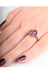 Δαχτυλίδι ροζ χρυσό  SAVVIDIS 18K με μαύρο διαμάντι και ζαφείρι (Νο 54)