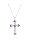 Cross 18ct Whitegold with Diamonds and Rubies