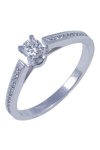 18ct White Gold Solitaire Ring with Diamonds by FaCaDoro (No 54)