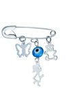 Pin 9ct White Gold with hanging charms