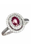 Ring 18K White Gold with diamonds and ruby SAVVIDIS (No 54)
