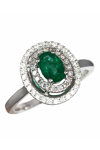 Ring 18K White Gold with diamonds and emerald SAVVIDIS (No 54)