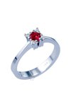 Ring 18ct Whitegold with Ruby and Diamonds (No 53)