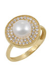 Ring 14ct Gold with Pearl and Zircon SAVVIDIS (No 56)