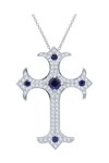 Βαπτιστικός σταυρός SAVVIDIS από λευκόχρυσο 18Κ με διαμάντια και ζαφείρια