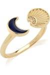 JCOU Sun & Moon 14ct Gold-Plated Sterling Silver Ring With White Zircons And Blue Enamel