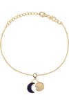JCOU Sun & Moon 14ct Gold-Plated Sterling Silver Bracelet With White Zircons And Blue Enamel