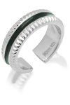 JCOU Queen's Rhodium-Plated Sterling Silver Ring With Black Enamel