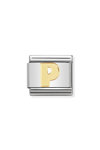 NOMINATION Link - LETTERS in stainless steel with 18k gold P