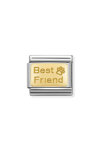NOMINATION Link - ENGRAVED SIGNS in stainless steel with 18k gold CUSTOM Best friend with footprint