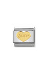 NOMINATION Link - SYMBOLS and steel and 18k gold Sister heart