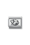 NOMINATION Link - OXYDISED PLATES 2 in steel and 925 silver Dog