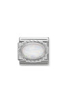 NOMINATION Link - Hard stones stainless steel, rich silver 925 setting (07_WHITE OPAL)