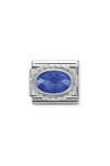 NOMINATION Link - FACETED CZ in stainless steel with sterling silver setting and detail (007_BLUE)