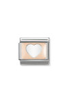 NOMINATION Link - PLATES in stainless steel with 9K rose gold CUSTOM Heart