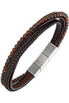 Stainless steel Bracelet with Leather and Hematite by All Blacks