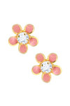 Flower Earrings 9ct Gold with Zircon and enamel by Ino&Ibo