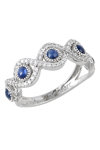 Ring 18ct White Gold with Sapphire and Diamonds by SAVVIDIS (No 54)