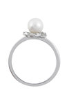 Ring 14ct White Gold by SAVVIDIS with Zircon and Pearl (No 53)