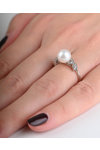 Δαχτυλίδι λευκόχρυσο  SAVVIDIS 14K με μαργαριτάρι και ζιργκόν (Νο 53)