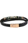 U.S.POLO Brandon Stainless Steel and Leather Bracelet with Crystals