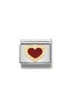 Nomination Link Heart made of Stainless Steel and 18ct Gold with Enamel