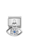 Nomination Link Evil Eye Protection Pendant made of Stainless Steel and Sterling Silver with Zircons