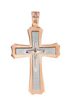 Βαπτιστικός σταυρός FaCaDoro από λευκόχρυσo και ροζ χρυσό 14Κ