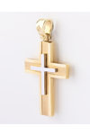 Δίχρωμος Βαπτιστικός σταυρός SAVVIDIS από χρυσό και λευκόχρυσο 14Κ