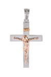 14ct White and Rose Gold Cross with Zircon by FaCaDoro