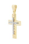 14ct Two- Toned Gold Cross with Zircon by Savvidis
