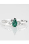 Solitaire Ring 18ct White Gold with Diamond and Emerald by FaCaDoro (No 53)