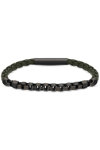 CERRUTI Mens Walter Stainless Steel and Leather Bracelet