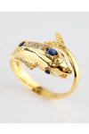 SAVVIDIS 18ct Gold Dolphin Ring with Diamonds and Sapphires (No 56)