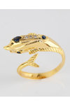 SAVVIDIS 18ct Gold Dolphin Ring with Diamonds and Sapphires (No 56)