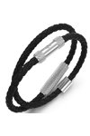 POLICE Urban Texture Stainless Steel and Leather Bracelet
