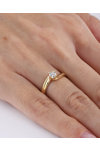 SOLEDOR Twisted 14ct Gold Solitaire Ring with Zircon (No 51)