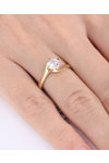 SOLEDOR Twisted 14ct Gold Solitaire Ring with Zircon (No 53)