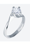 SOLEDOR Twisted 14ct White Gold Solitaire Ring with Zircon (No 53)