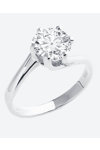 SOLEDOR Twisted 14ct White Gold Solitaire Ring with Zircon (No 52)