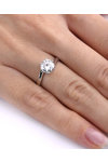 SOLEDOR Twisted 14ct White Gold Solitaire Ring with Zircon (No 52)