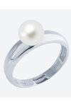 Μονόπετρο δαχτυλίδι SOLEDOR της σειράς Pearl Sparkle από λευκόχρυσο 14Κ με μαργαριτάρι (Νο 53)