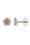 9ct Gold Earrings in Flower shape with Enamel and Zircons by Ino&Ibo