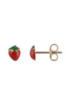 Σκουλαρίκια Ino&Ibo σε σχήμα φράουλας από χρυσό 9Κ με σμάλτο