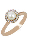 14ct Rose Gold Ring with Zircons and Pearls by SAVVIDIS (No 54)